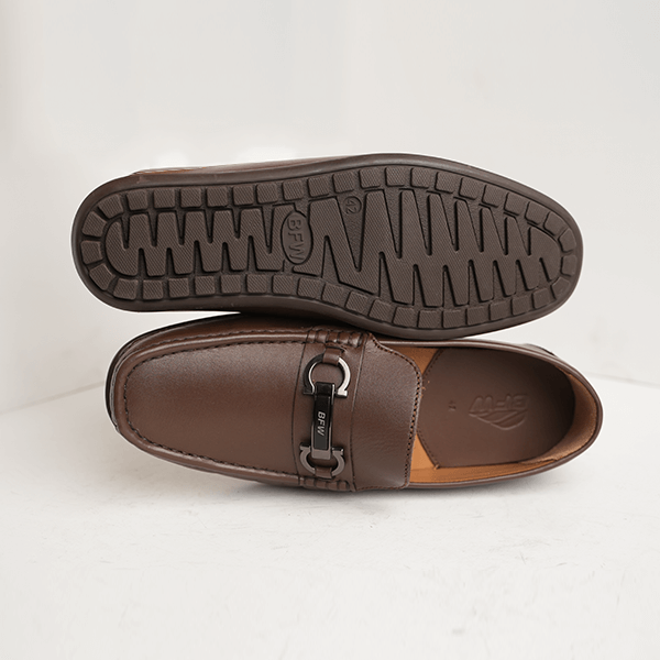 Athena Leather Bit Loafer in Brown — rubber sole