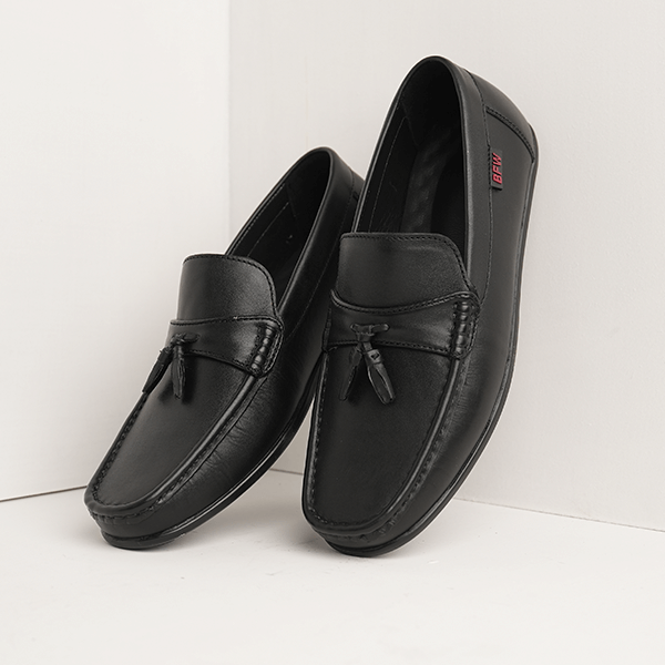 Argon Leather Tassel Loafer in Black — another angle
