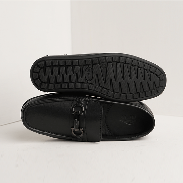 Athena Leather Bit Loafer in Black — rubber sole