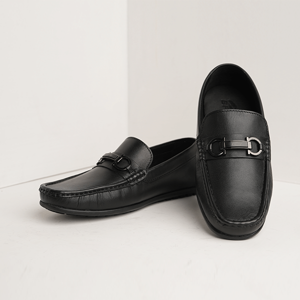 Athena Leather Bit Loafer in Black — another angle