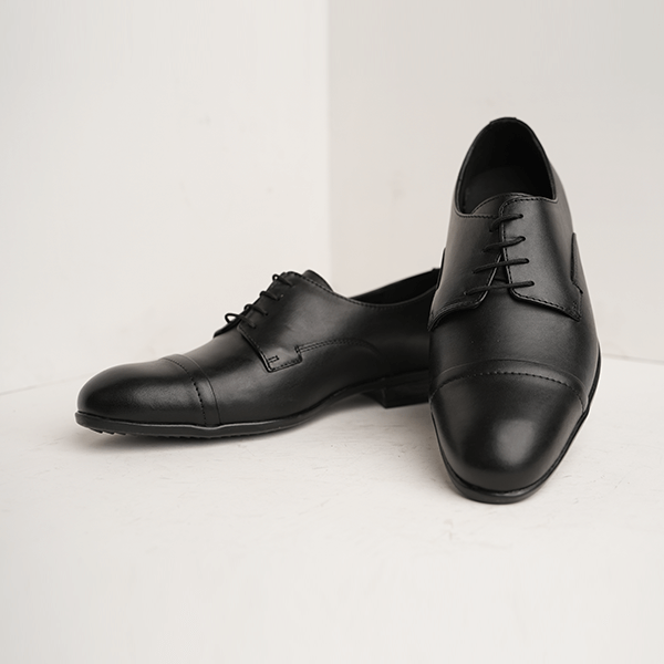 Cedar Cap-Toe Derby in Black — another angle
