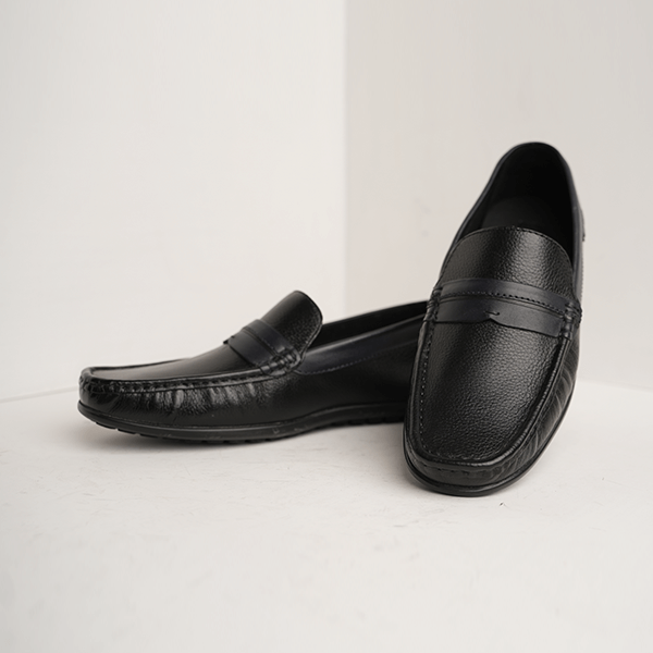 Dario Leather Penny Loafer in Black — another angle
