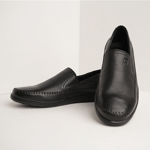 Havana Moc-Stitch Slip-On in Black