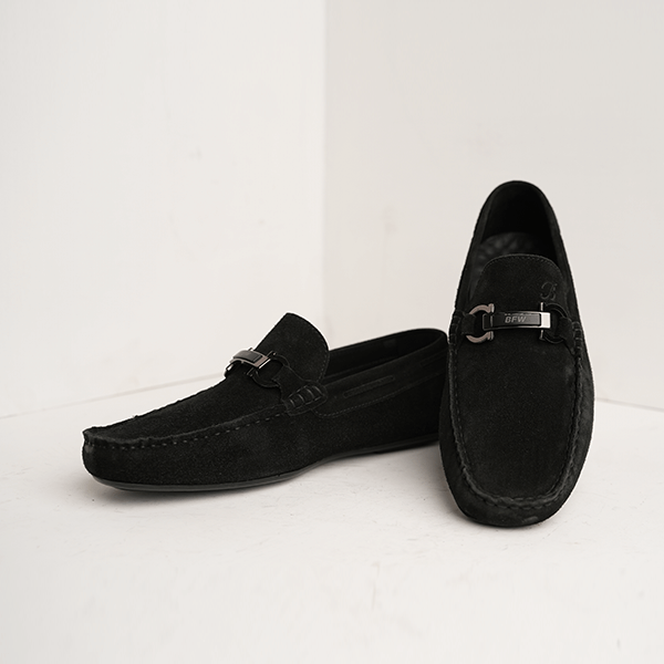 Irving Suede Bit Driving Moccasin in Black