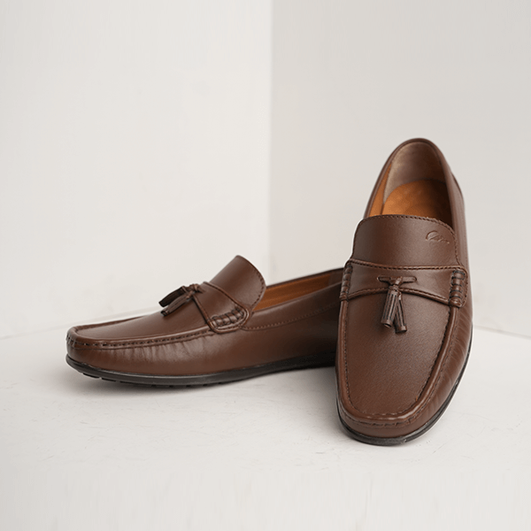 Argon Leather Tassel Loafer in Brown — another angle