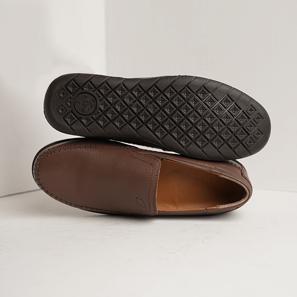 Havana Moc-Stitch Slip-On in Brown — rubber sole