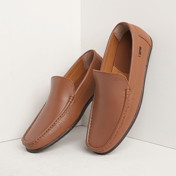 Milan Leather Moccasin in Brown — another angle