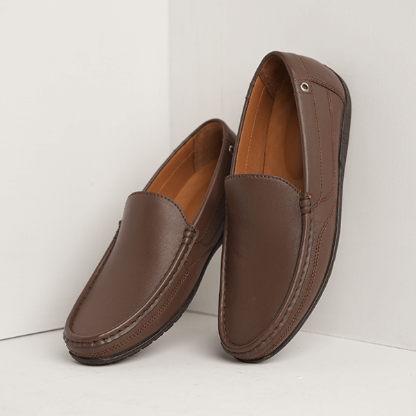 Romania Leather Moccasin in Brown — another angle