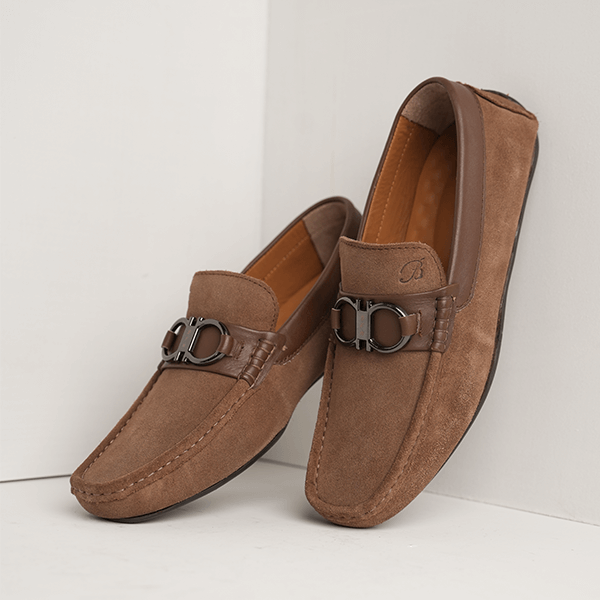 Duke Suede Bit Driving Moccasin in Camel — another angle