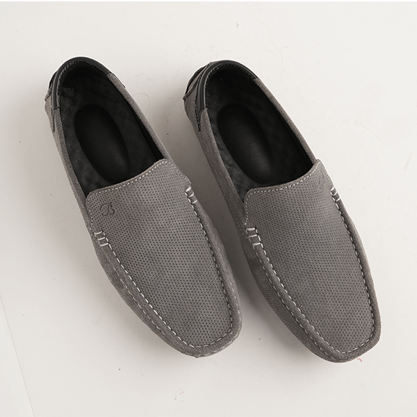 Dover Suede Driving Moccasin in Grey — another angle