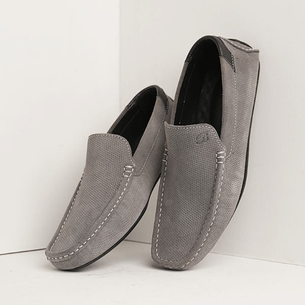 Dover Suede Driving Moccasin in Grey — another angle
