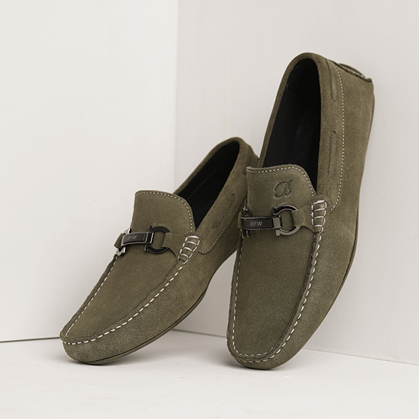 Irving Suede Bit Driving Moccasin in Green — another angle