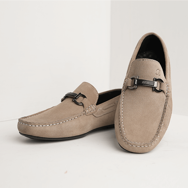 Irving Suede Bit Driving Moccasin in Ice Grey — another angle