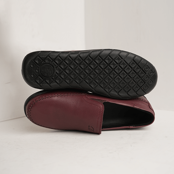 Havana Moc-Stitch Slip-On in Maroon — rubber sole