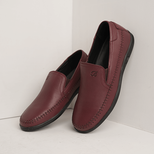 Havana Moc-Stitch Slip-On in Maroon — another angle