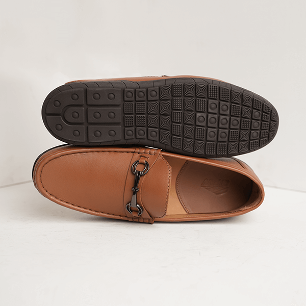 Parma Leather Bit Loafer in Tan — rubber sole