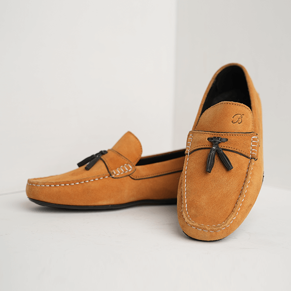 Turoro Suede Tassel Driving Moccasin in Tan